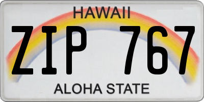 HI license plate ZIP767