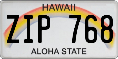 HI license plate ZIP768