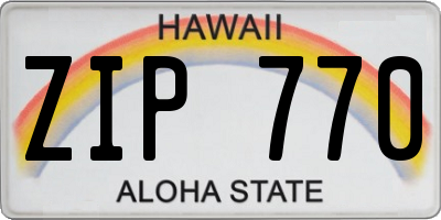 HI license plate ZIP770