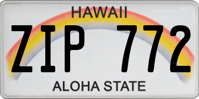 HI license plate ZIP772