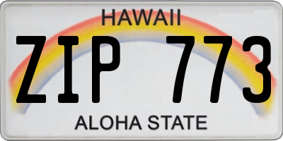 HI license plate ZIP773