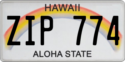 HI license plate ZIP774