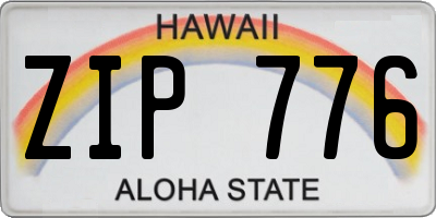 HI license plate ZIP776