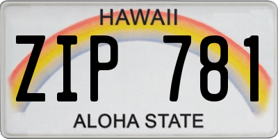 HI license plate ZIP781