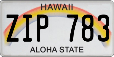HI license plate ZIP783