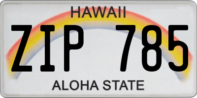 HI license plate ZIP785