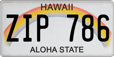 HI license plate ZIP786