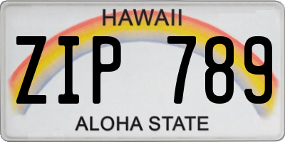 HI license plate ZIP789