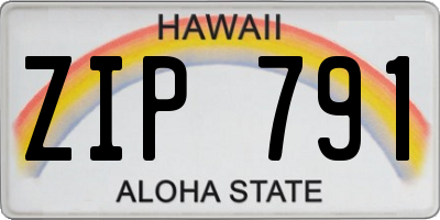 HI license plate ZIP791