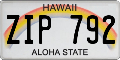 HI license plate ZIP792