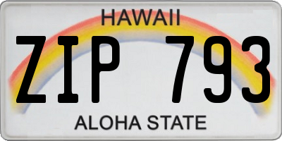 HI license plate ZIP793