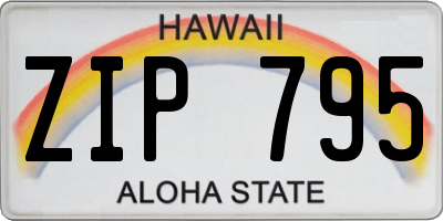 HI license plate ZIP795