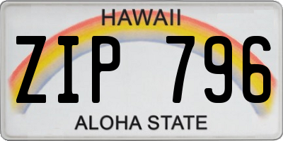 HI license plate ZIP796