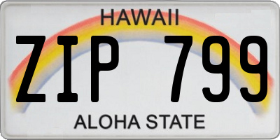 HI license plate ZIP799