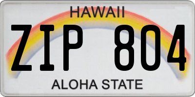 HI license plate ZIP804