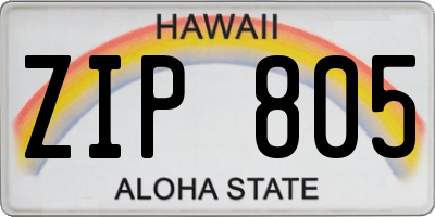 HI license plate ZIP805