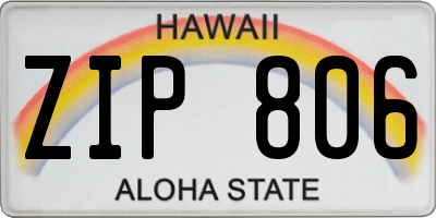 HI license plate ZIP806