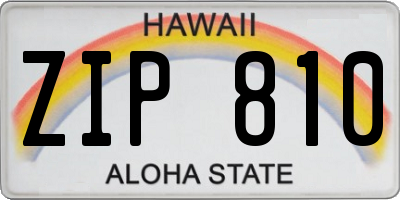 HI license plate ZIP810
