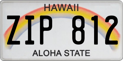 HI license plate ZIP812