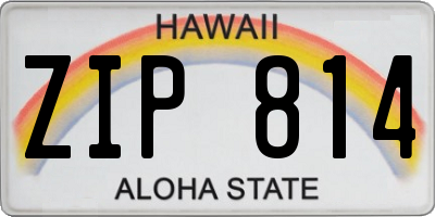 HI license plate ZIP814