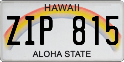 HI license plate ZIP815