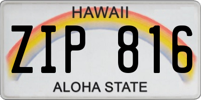 HI license plate ZIP816