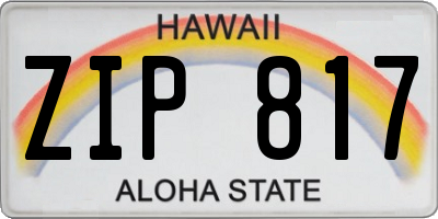 HI license plate ZIP817
