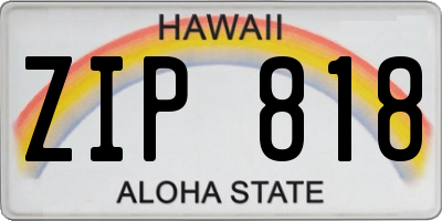 HI license plate ZIP818