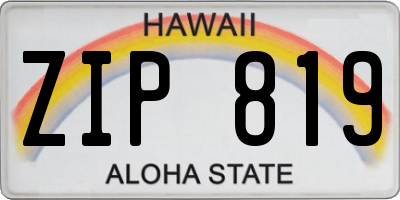 HI license plate ZIP819