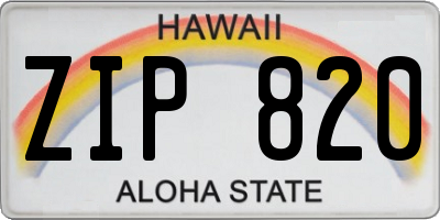 HI license plate ZIP820