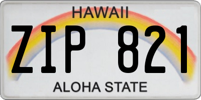 HI license plate ZIP821