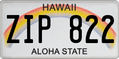 HI license plate ZIP822