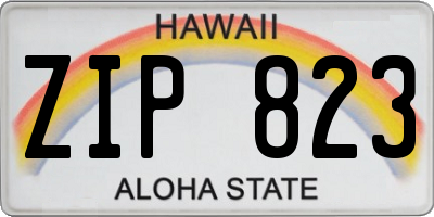 HI license plate ZIP823