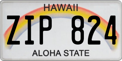 HI license plate ZIP824