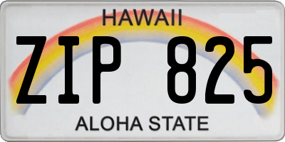 HI license plate ZIP825