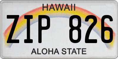 HI license plate ZIP826