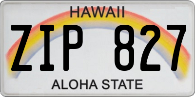 HI license plate ZIP827