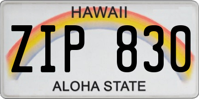 HI license plate ZIP830