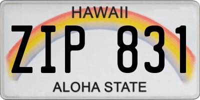 HI license plate ZIP831