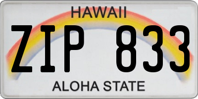 HI license plate ZIP833