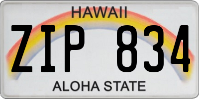 HI license plate ZIP834