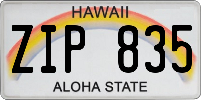 HI license plate ZIP835