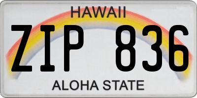 HI license plate ZIP836