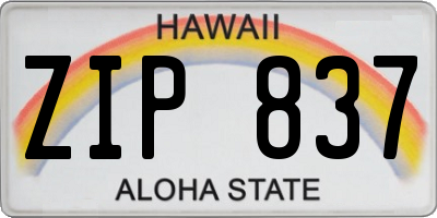 HI license plate ZIP837