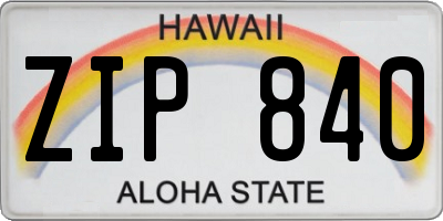 HI license plate ZIP840