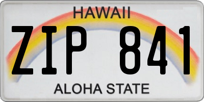 HI license plate ZIP841