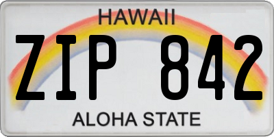 HI license plate ZIP842