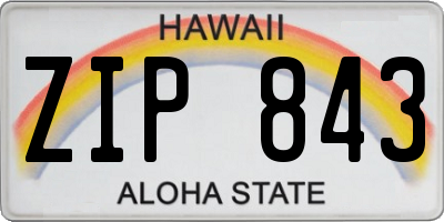 HI license plate ZIP843