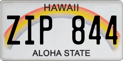 HI license plate ZIP844
