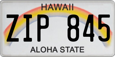 HI license plate ZIP845